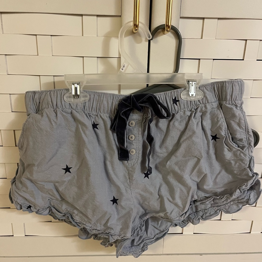 Aerie Boxer Lounge Shorts Navy Grey Star-Patterned with Velvet Drawstring